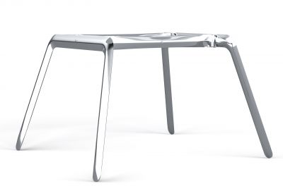 Koziol Zieta Tischgestell aus poliertem Stahl, modernes Design für Esstische und Schreibtische.