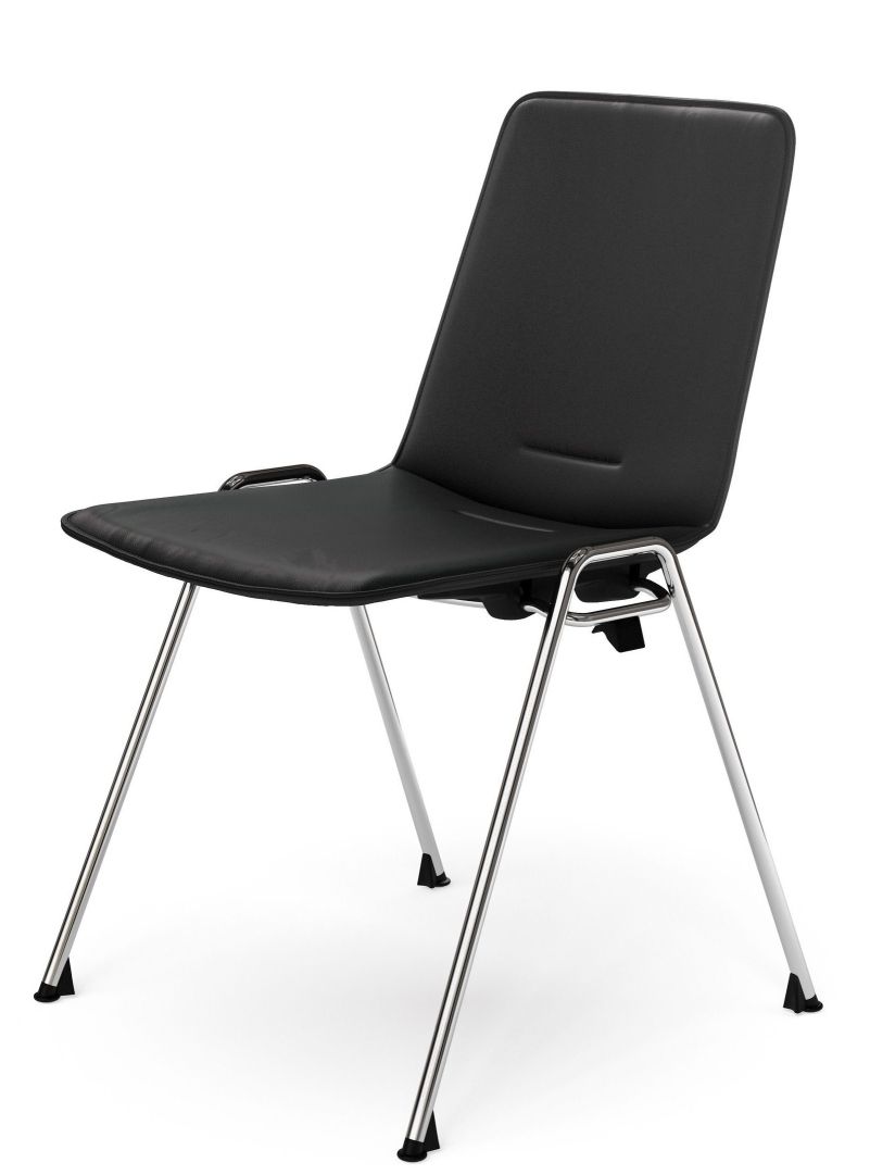1650 Yunity Chair von Walter Knoll, schwarzer Bürostuhl mit verchromtem Gestell und minimalistischem Design.