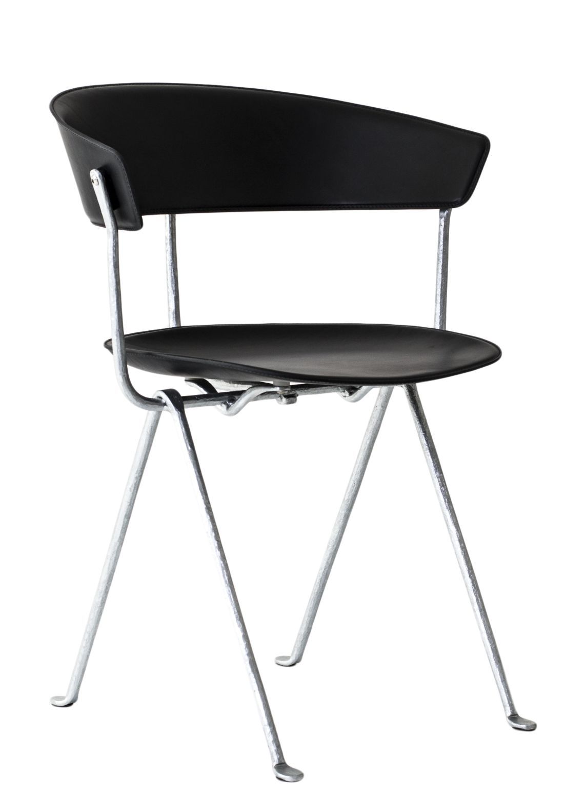 Schwarzer Officina Stuhl von Magis mit verchromtem Stahlgestell und minimalistischem Design für Esszimmer und Büro.