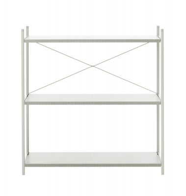 Punctual Regal: Ferm Living 1x3 Regalsystem in Hellgrau, modernes Metallregal für Wohnzimmer und Büro.