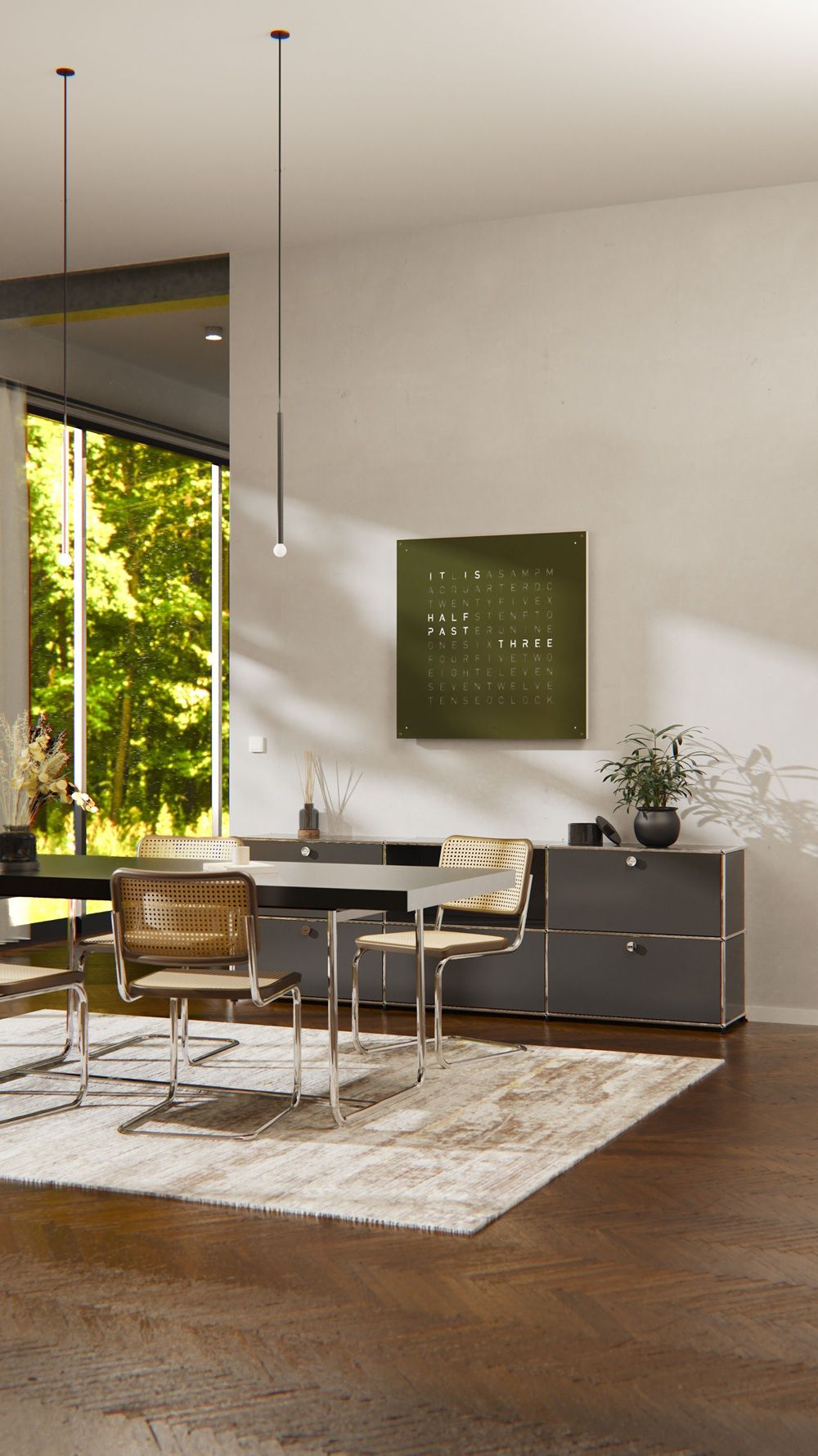 Earth 90 Steel Series Wandklok / Tijdsobject Duits QLOCKTWO