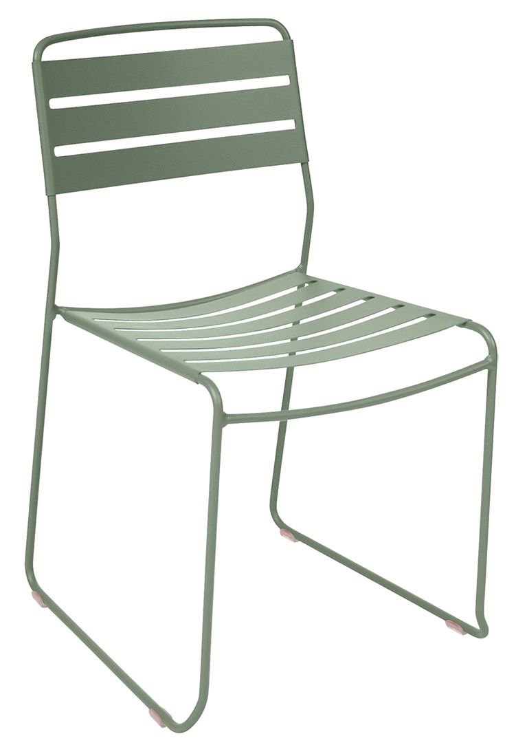 Fermob Surprising Chair Outdoor Stuhl, grüner Metallstuhl mit Lattenmuster für Garten und Terrasse.