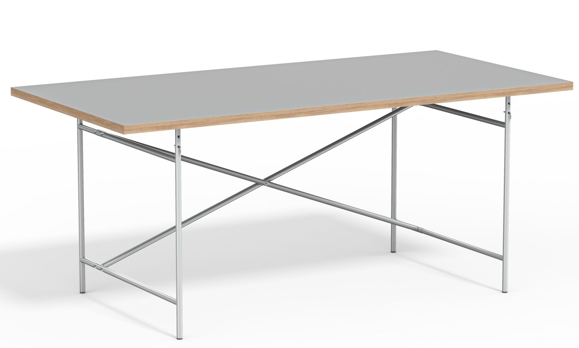 Eiermann Tisch mit grauer Tischplatte und Stahlgestell, Designklassiker für Büro und Arbeitszimmer.
