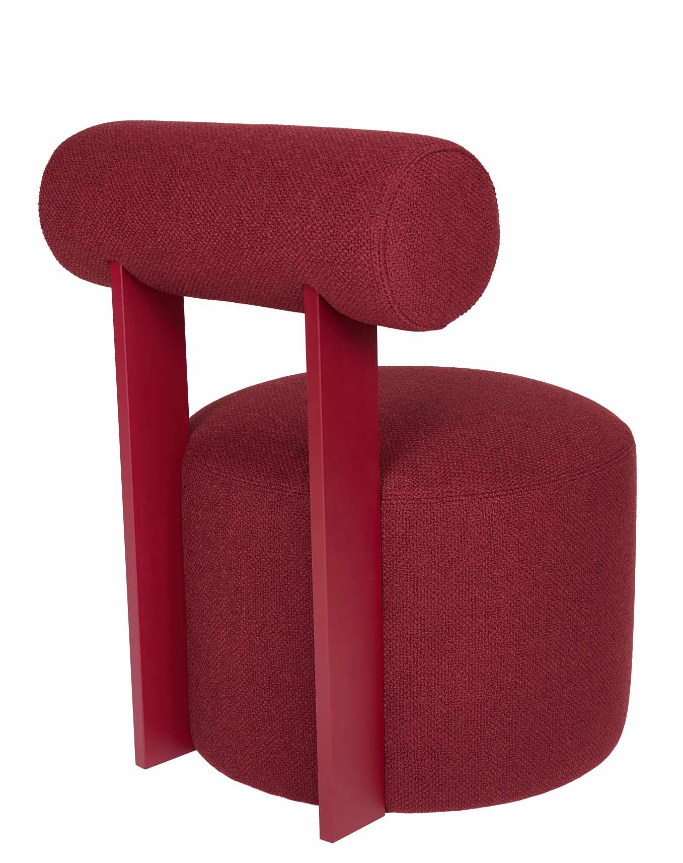Faye Hocker von Schönbuch, gepolstert in Rot mit Rückenlehne, modernes Design für Wohnzimmer und Büro.