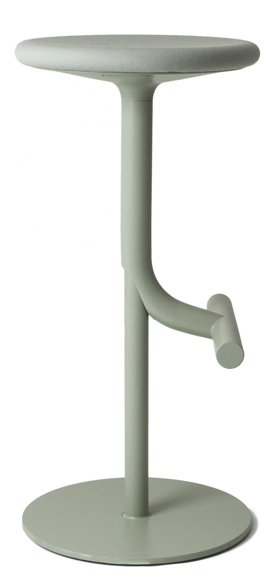 Tibu Stool Hocker von Magis, moderner Barhocker in Salbeigrün mit Fußstütze und rundem Sitz.