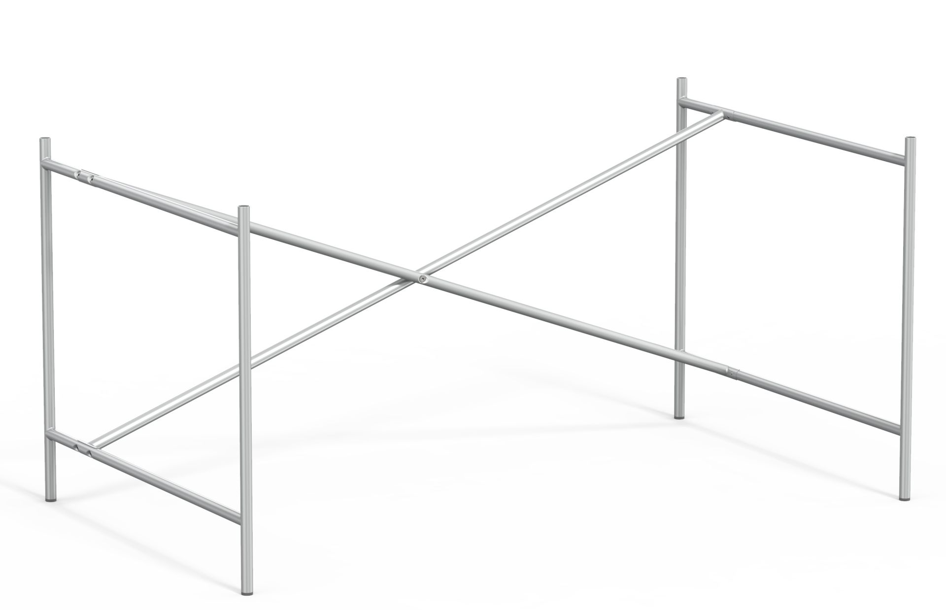 Eiermann Tischgestell von Richard Lampert, silbernes Metall, modernes Design für Schreibtisch oder Esstisch.
