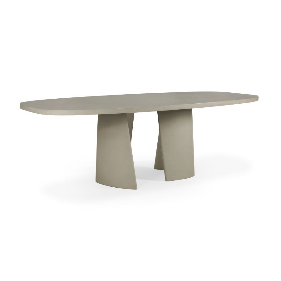 Canyon Outdoor Esstisch aus Beton von Ethnicraft, moderner Gartentisch mit ovaler Tischplatte.