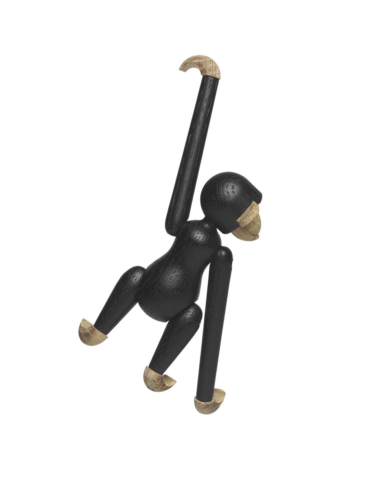 Mini-houten apenfiguurtje, kleurrijk, Kay Bojesen, donker eiken