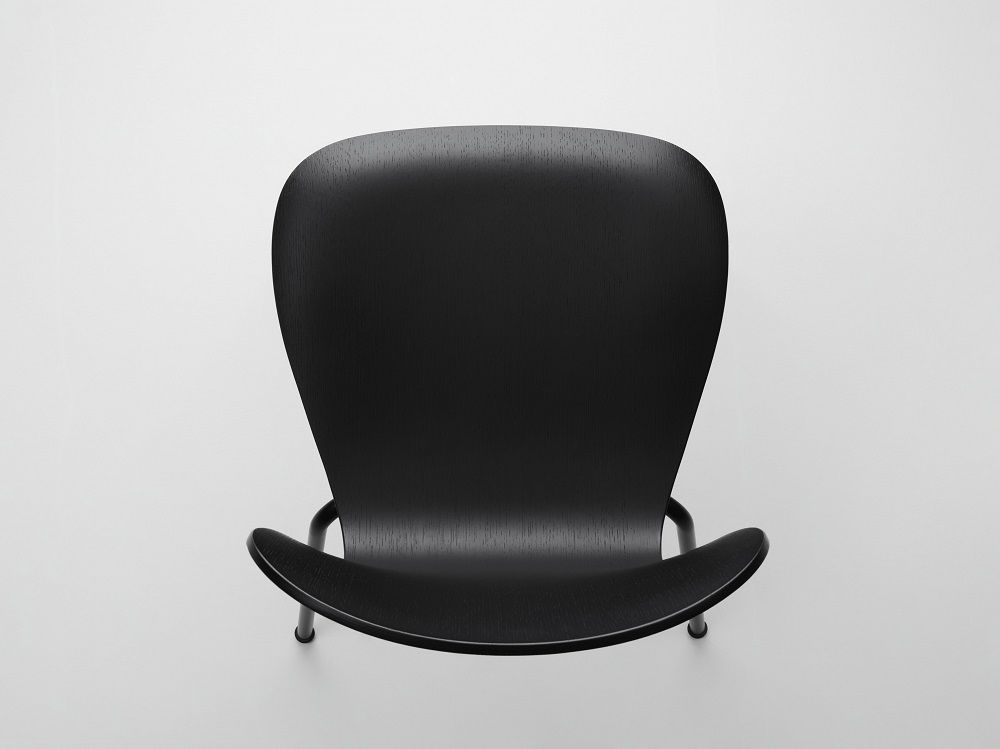 Schwarzer S 220 Formholzstuhl von Thonet, Ansicht von oben, minimalistisches Design, Stuhl ohne Armlehne.