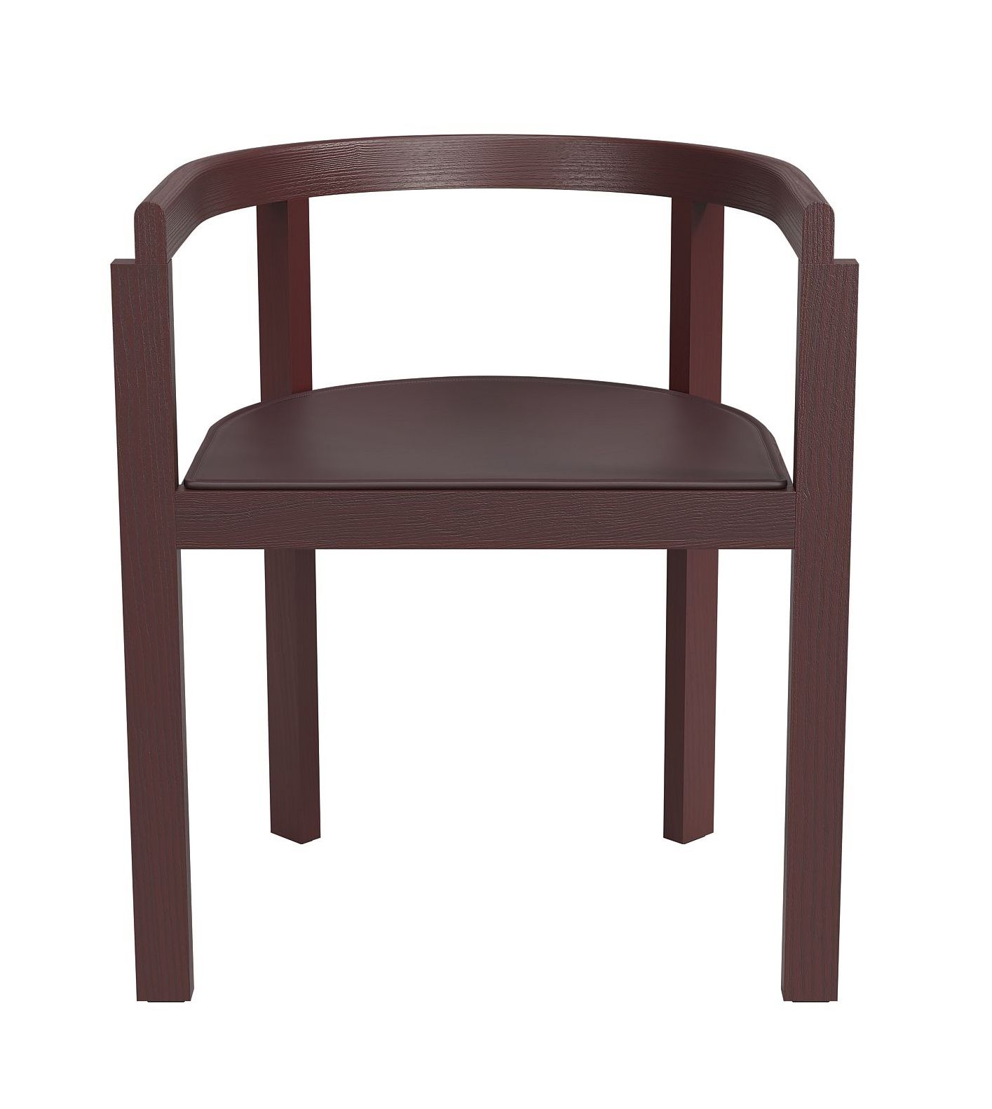 After Sitzauflage für Fritz Hansen Stuhl: Detailansicht des Holzstuhls mit braunem Lederkissen, ideal für Esszimmer.