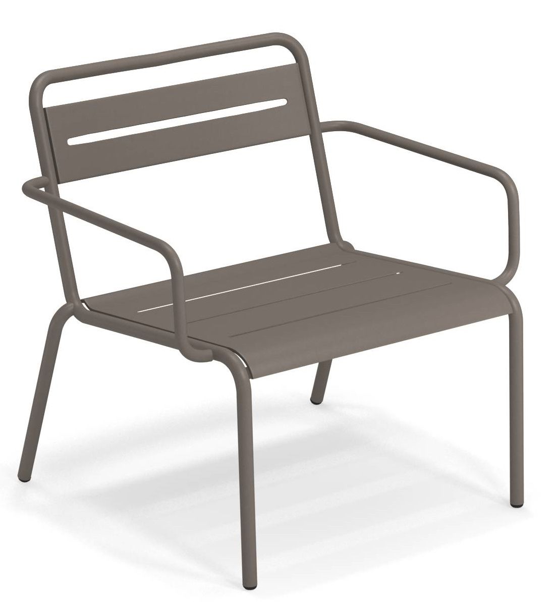 Emu Star Lounge Chair Sessel für den Außenbereich, moderner Gartensessel aus Metall in Taupe.