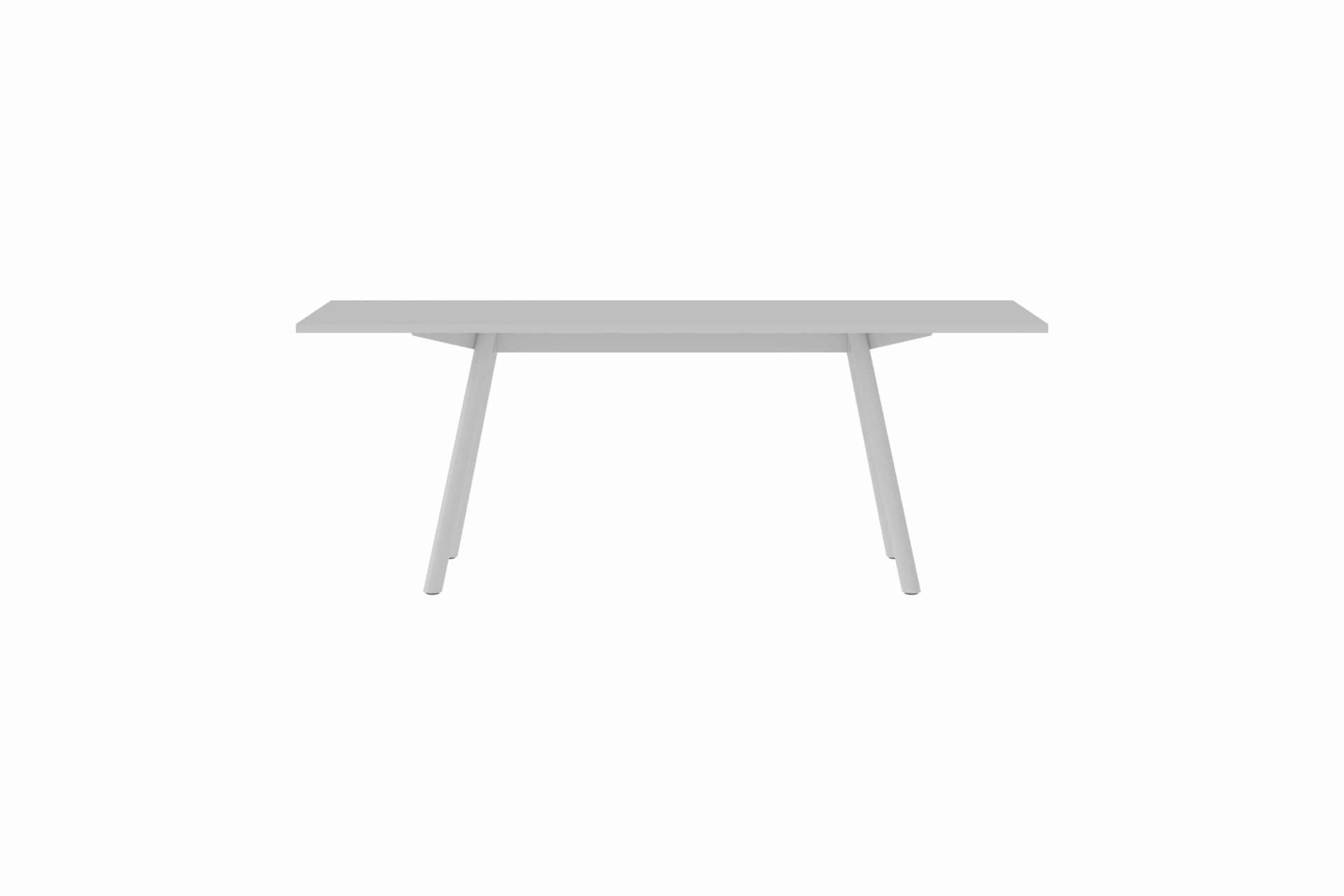 New Tendency Masa Tischplatte, minimalistisches Design, Esstisch mit schlichten, weißen Tischbeinen und rechteckiger Tischplatte.