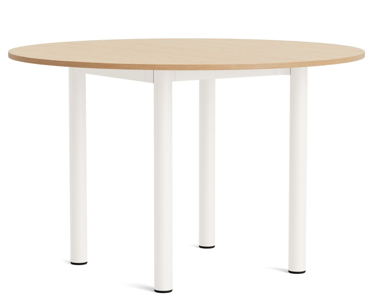 Annex Table Round Esstisch von Hay mit heller Tischplatte und weißen Beinen für Esszimmer.