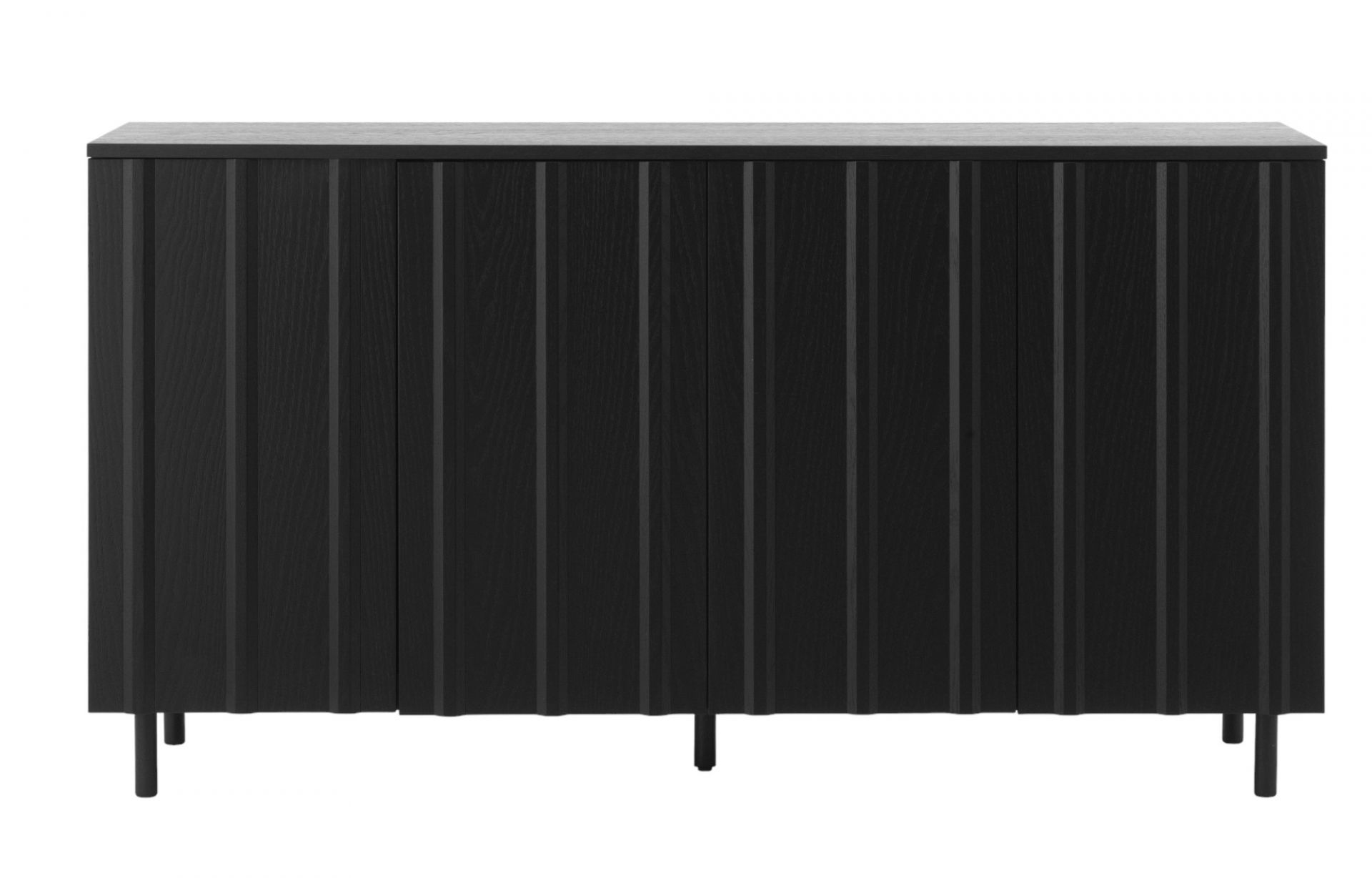 Schwarzes Normann Copenhagen Rib Sideboard mit gerippten Türen und minimalistischem Design für modernes Wohnzimmer.