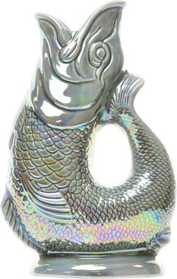 Gluckigluck Karaffe in Fischform mit schimmerndem Lustre-Finish, dekorative Wasserkaraffe für Tisch und Küche.
