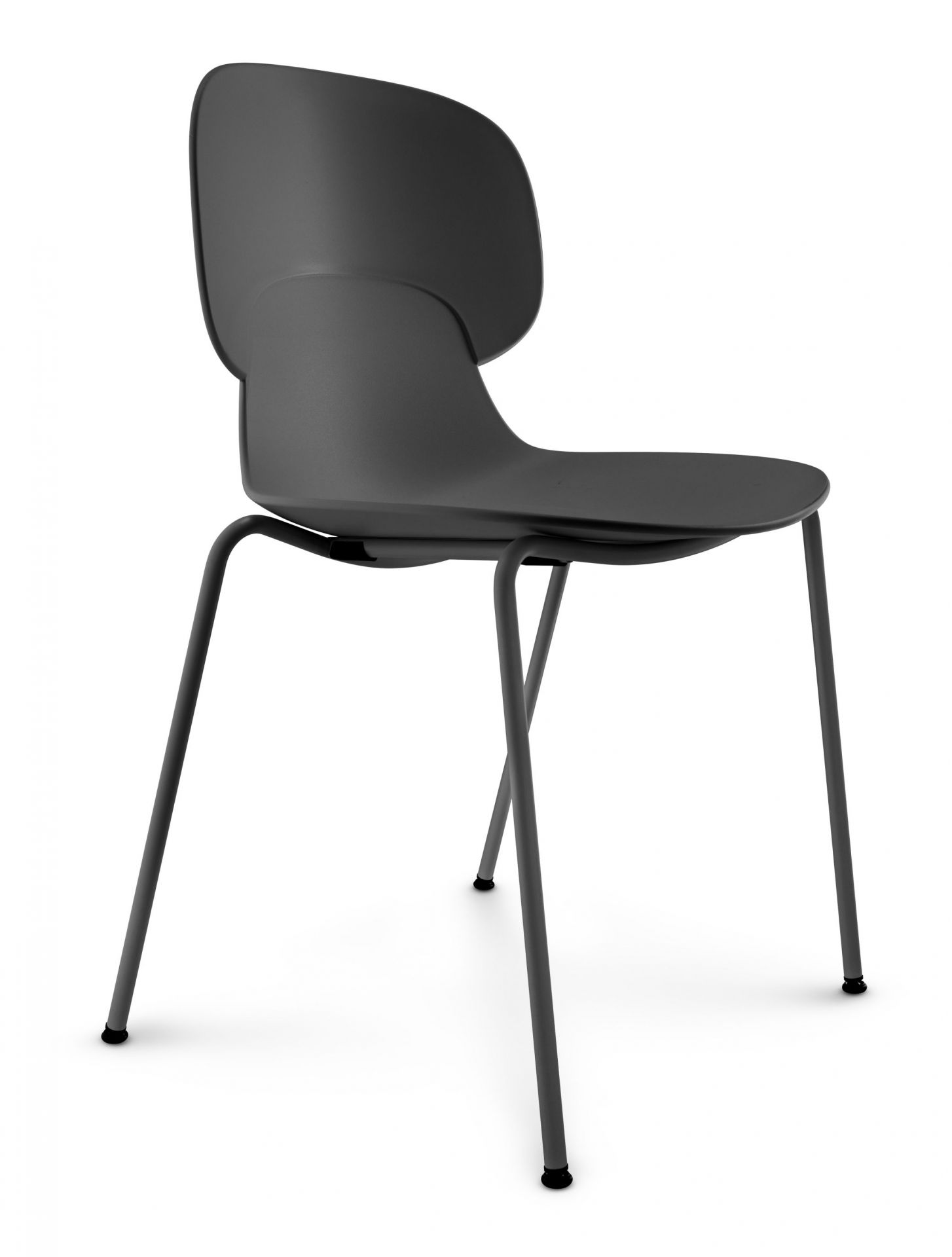 Schwarzer Eva Solo Stuhl mit minimalistischem Design und Stahlbeinen, ideal für Esszimmer oder Büro.