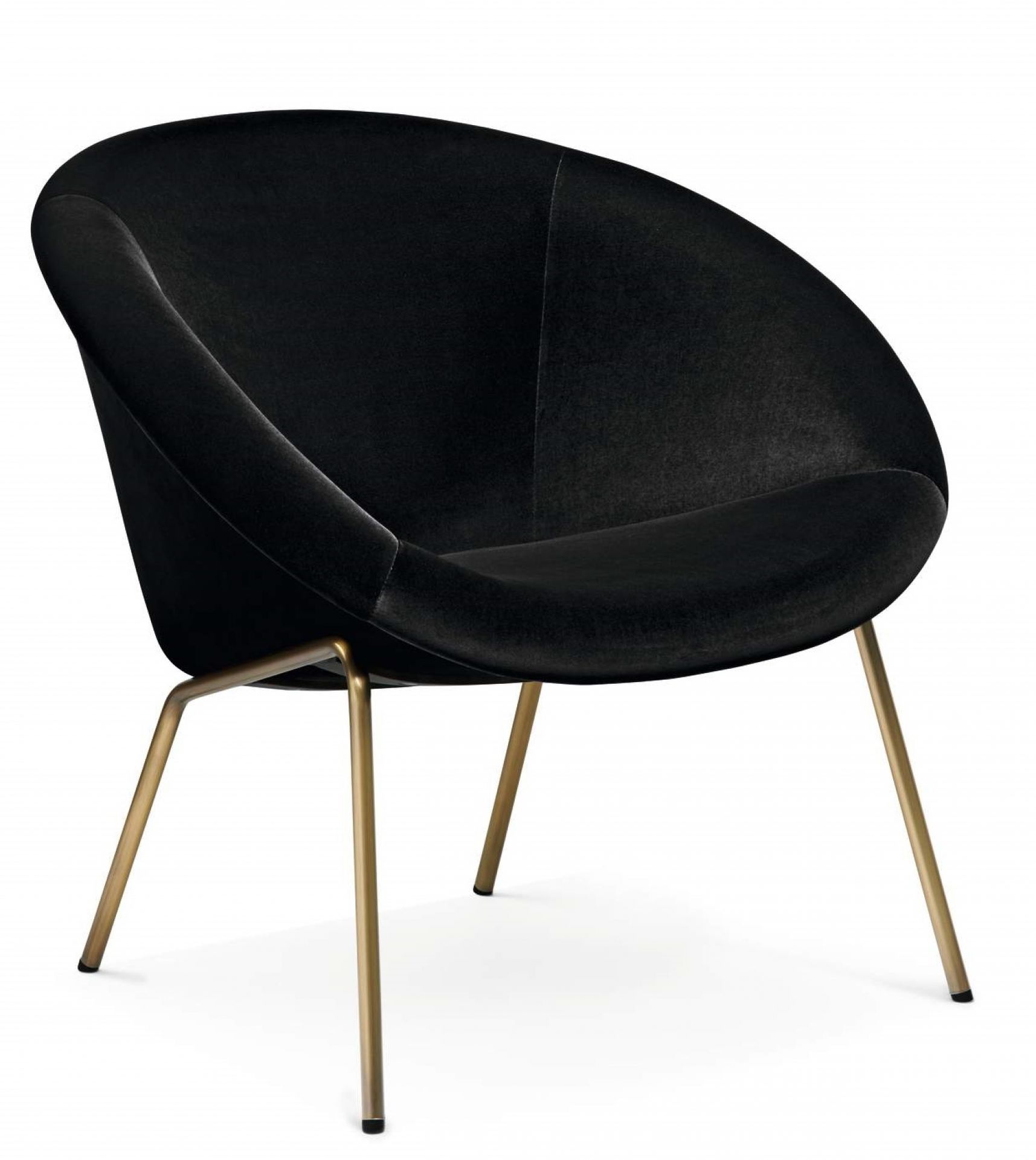 Schwarzer Walter Knoll Sessel 369 mit Samtbezug und goldenem Metallgestell, moderner Lounge Sessel.