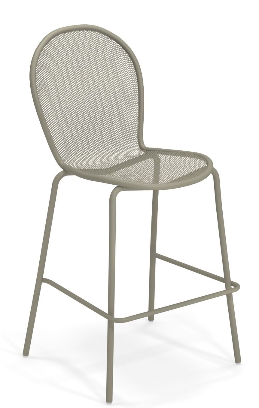 Emu Ronda Barhocker aus Metallgeflecht in Taupe, moderner Barstuhl für den Außenbereich.
