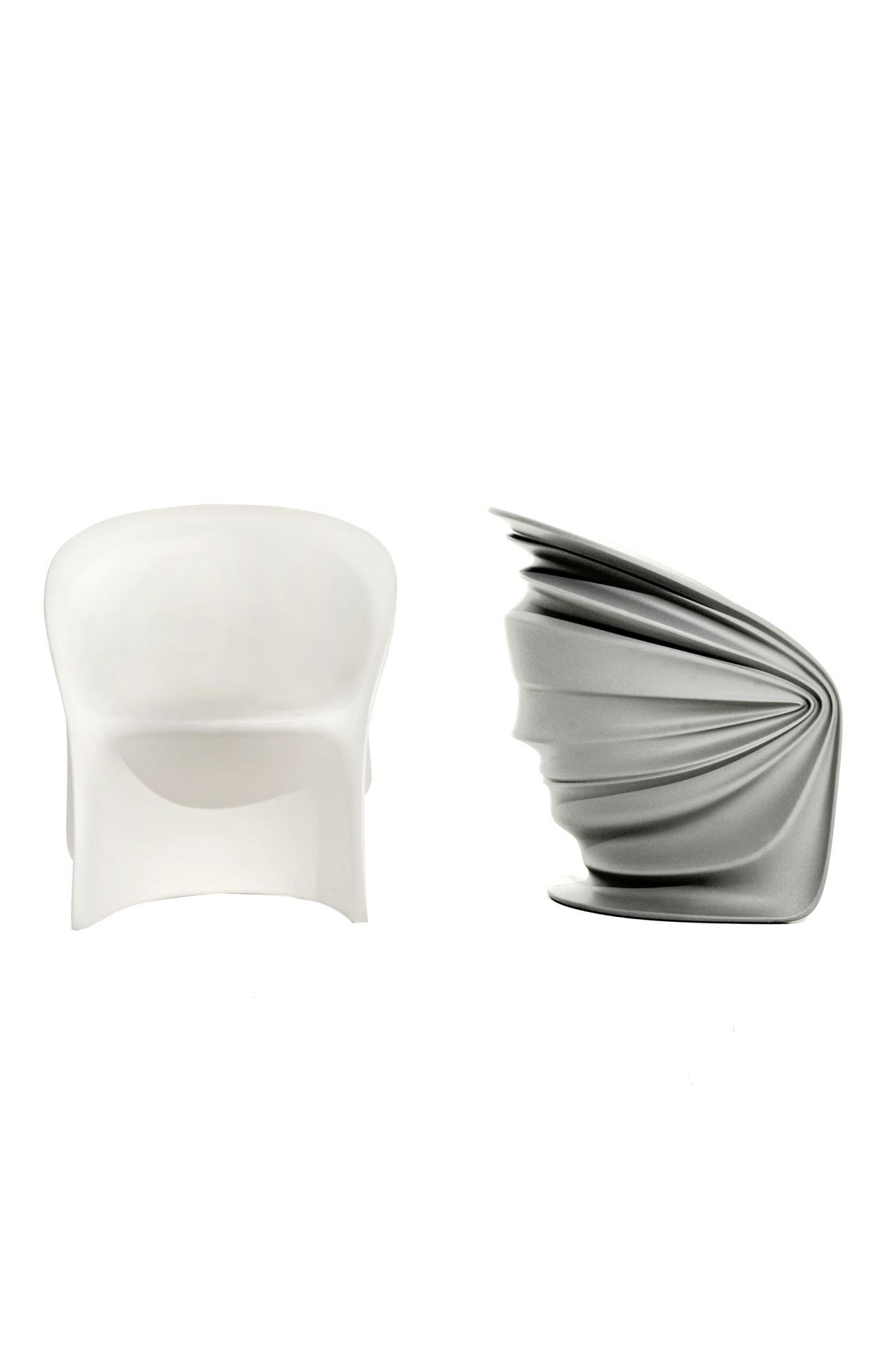 Modesty Veiled Sessel von Driade, Ansichten von vorne und von der Seite, Designermöbel.