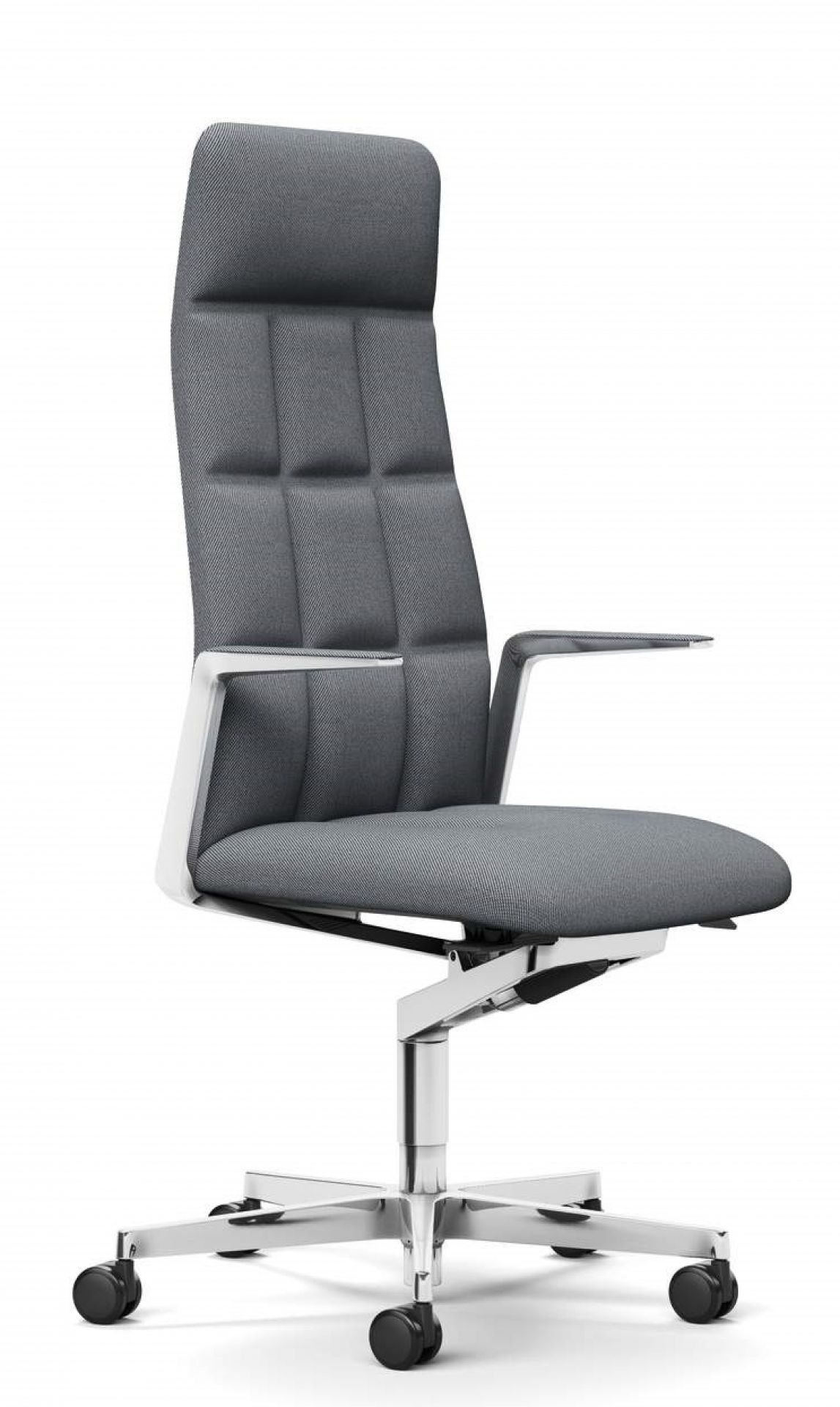 Grauer Leadchair Management Bürostuhl von Walter Knoll mit hoher Rückenlehne und Armlehnen.