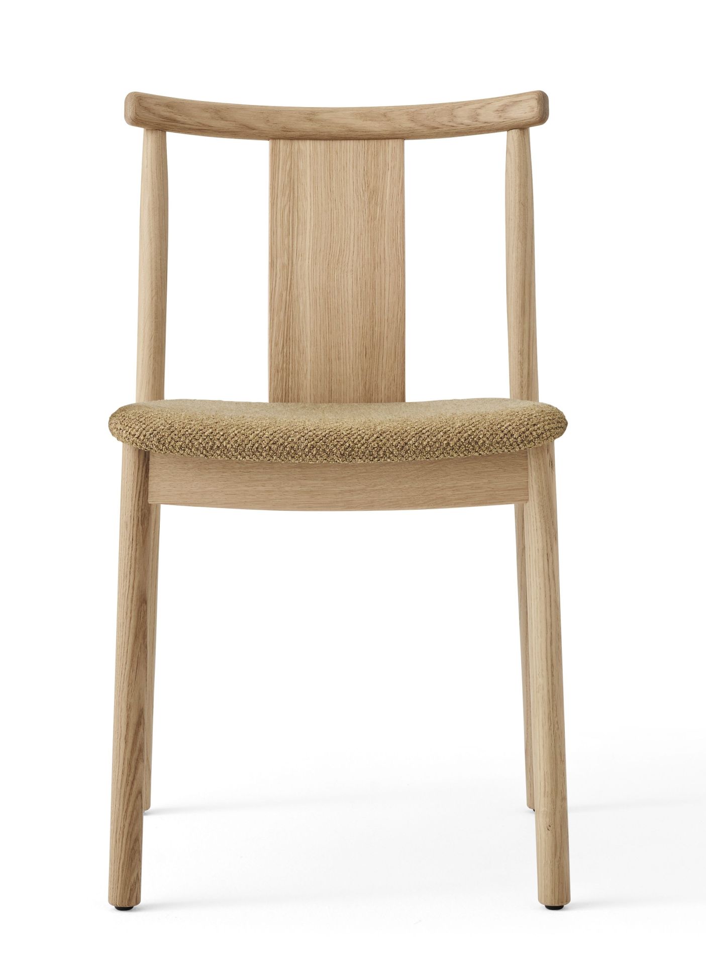 Merkur Dining Chair von Audo Copenhagen, Esszimmerstuhl aus Eichenholz mit gepolsterter Sitzfläche, Frontansicht.