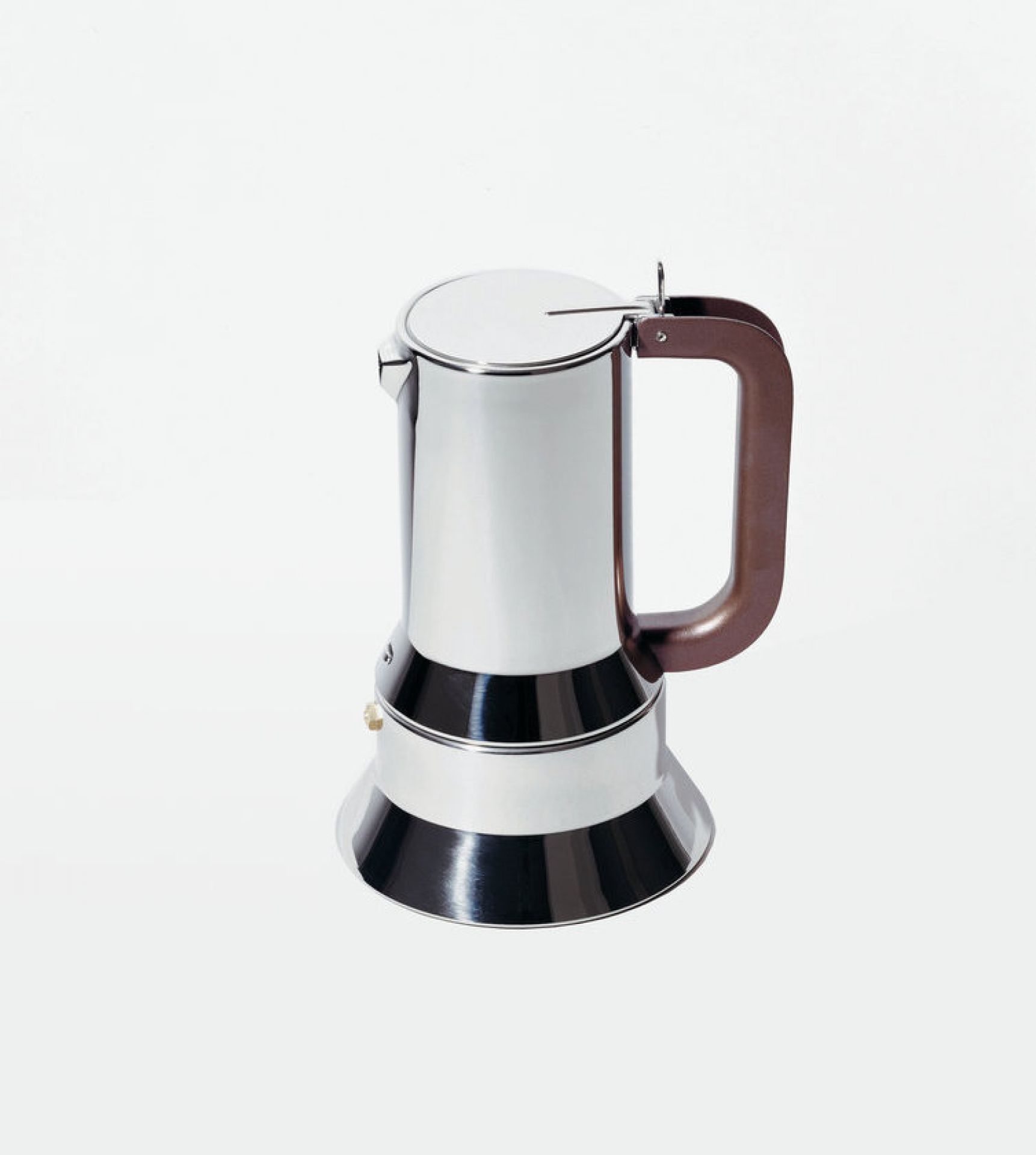 Alessi Espressokocher 9090/3 aus Edelstahl mit braunem Griff für aromatischen Espresso zu Hause.