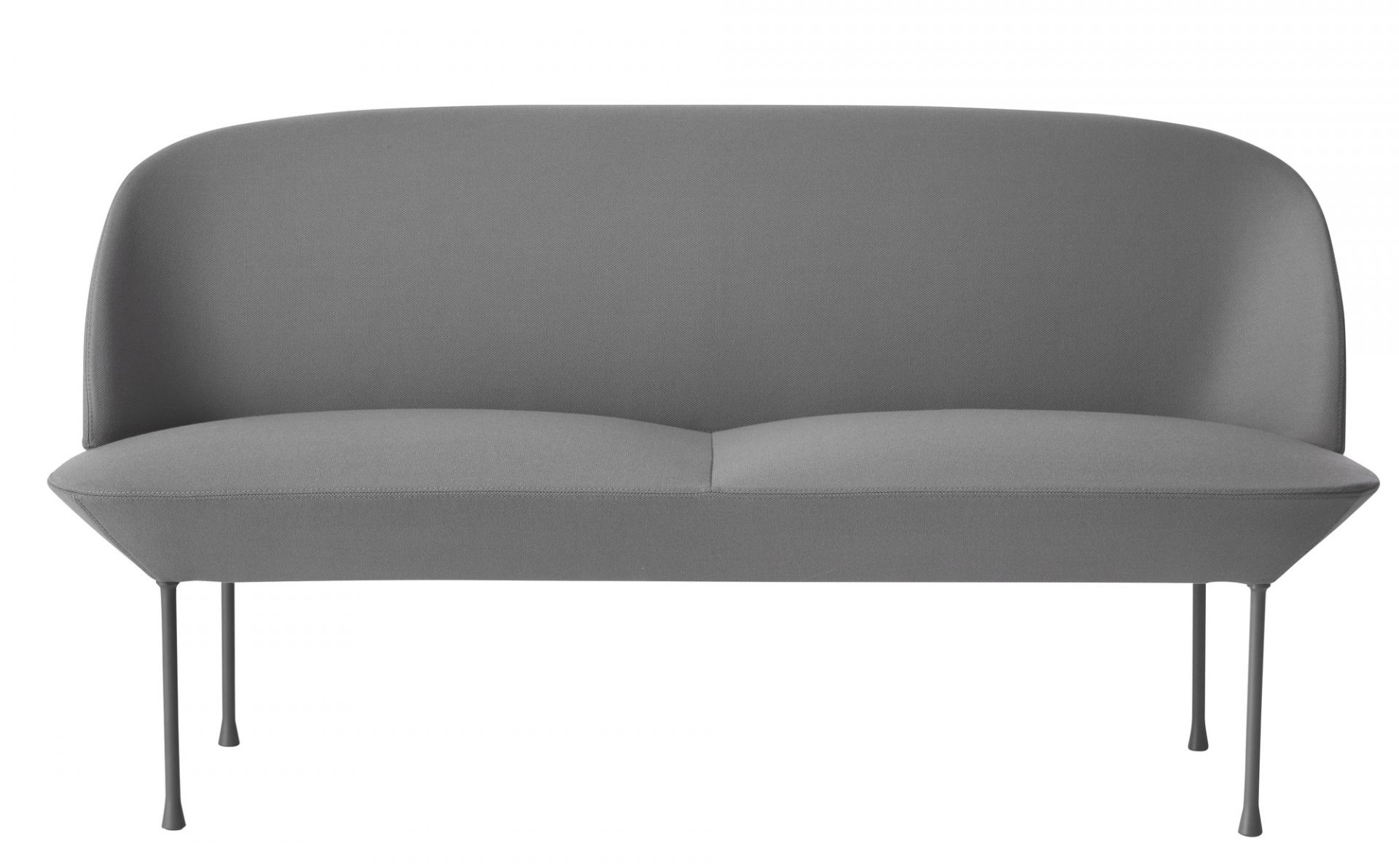 Graues Oslo Sofa von Muuto, ein modernes 2-Sitzer Sofa mit minimalistischem Design.