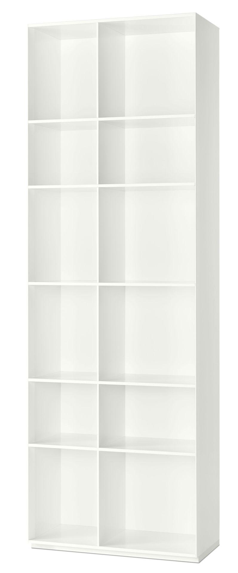 Weißes Nex Pur Regal von Piure mit offenen Fächern, modernes Bücherregal für Wohnzimmer und Büro.
