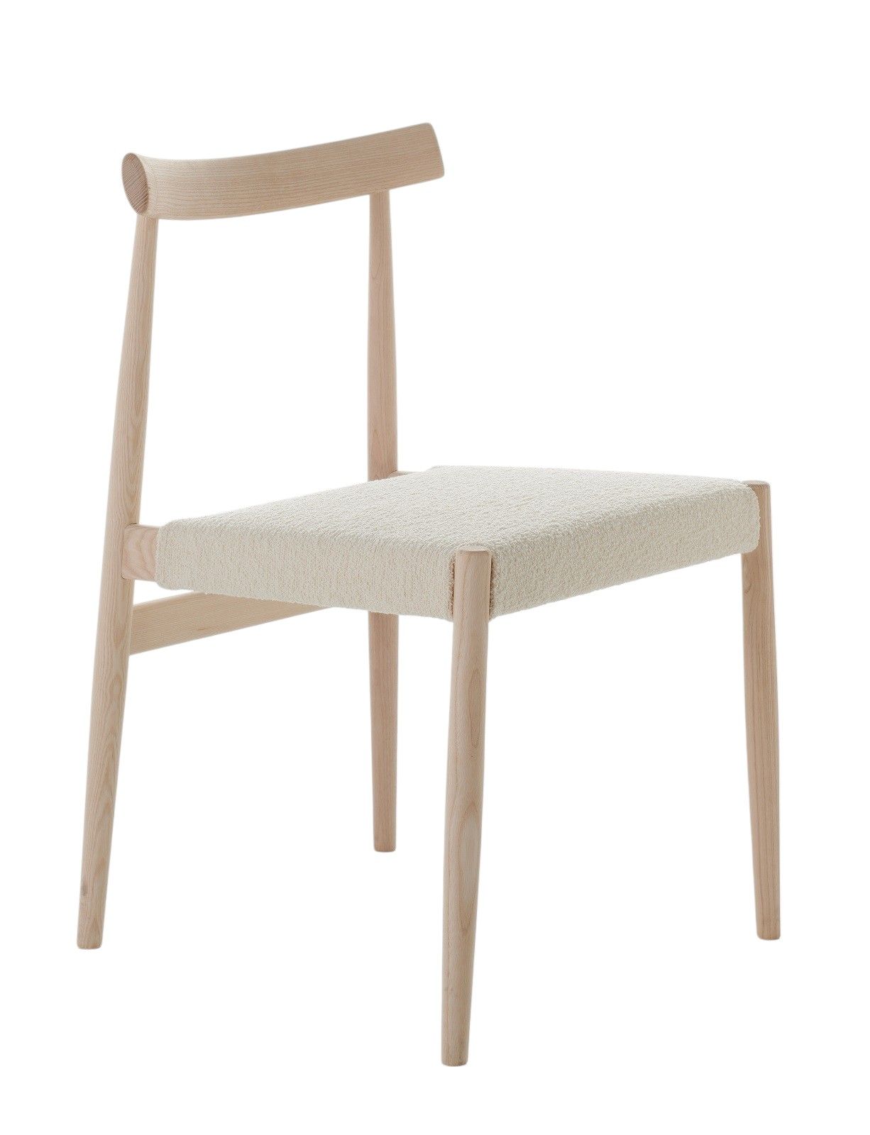 Edo Chair Stuhl von MDF Italia: Holzstuhl mit hellem, gepolstertem Sitz für Esszimmer und Wohnbereich.