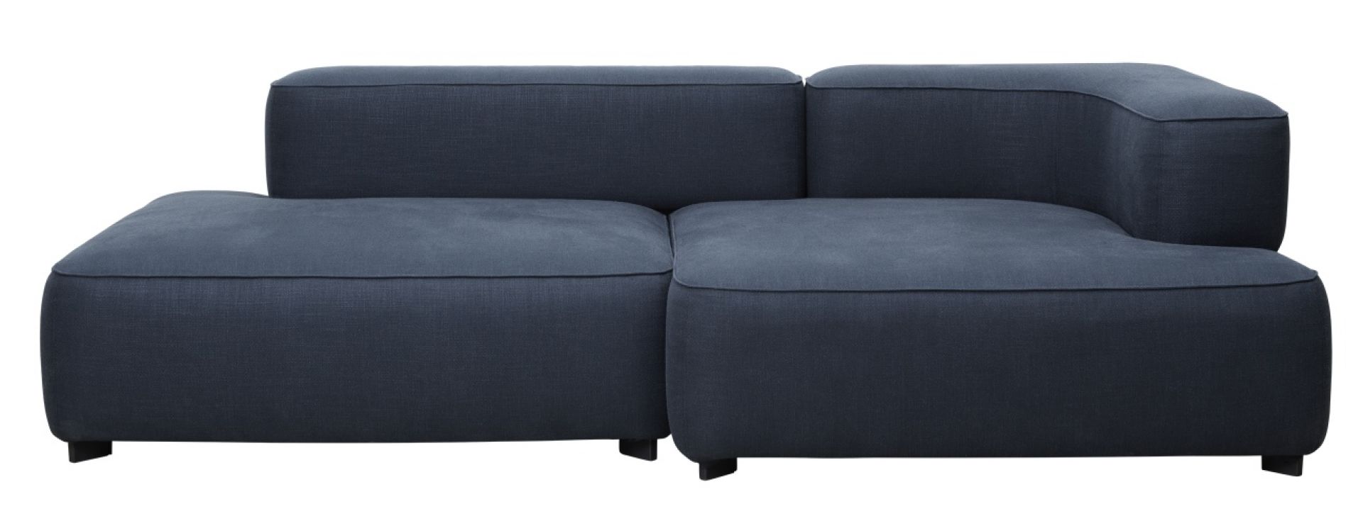 Blaues Alphabet Sofa von Fritz Hansen, modernes 2-Sitzer Sofa mit Armlehne rechts, Stoffbezug.