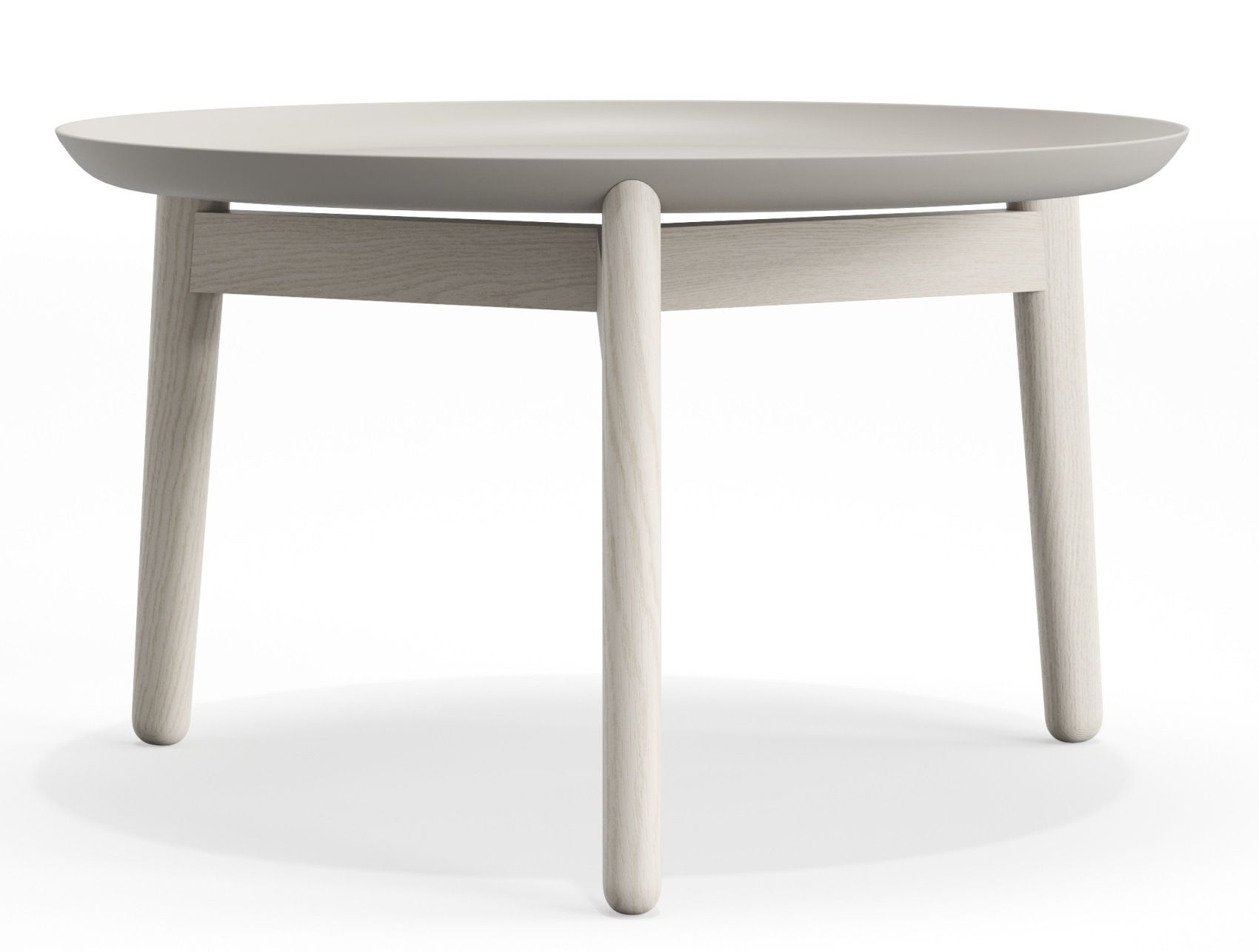 Plaisir Beistelltisch von Zeitraum, H 32 cm, Aluminium Tischplatte und helle Holzbeine, modernes Design.