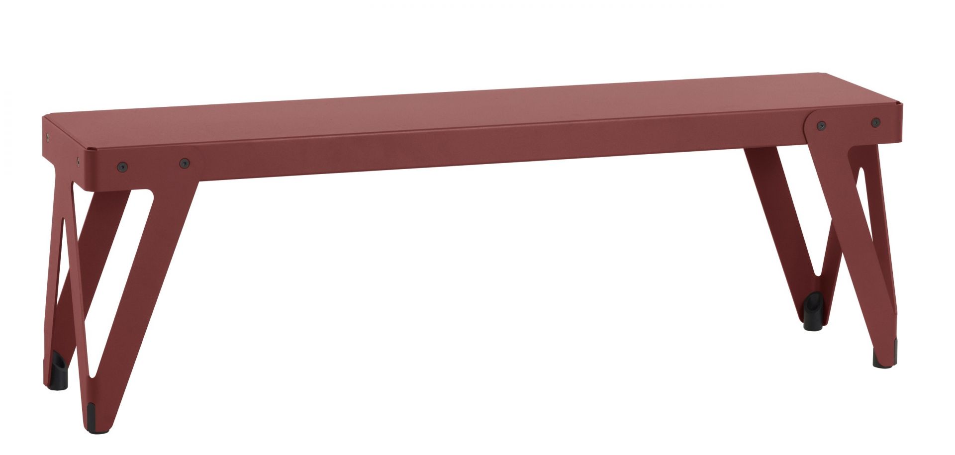 Lloyd Indoor Table Tisch Functionals: Moderner, dunkelroter Metalltisch für den Innenbereich mit minimalistischem Design.