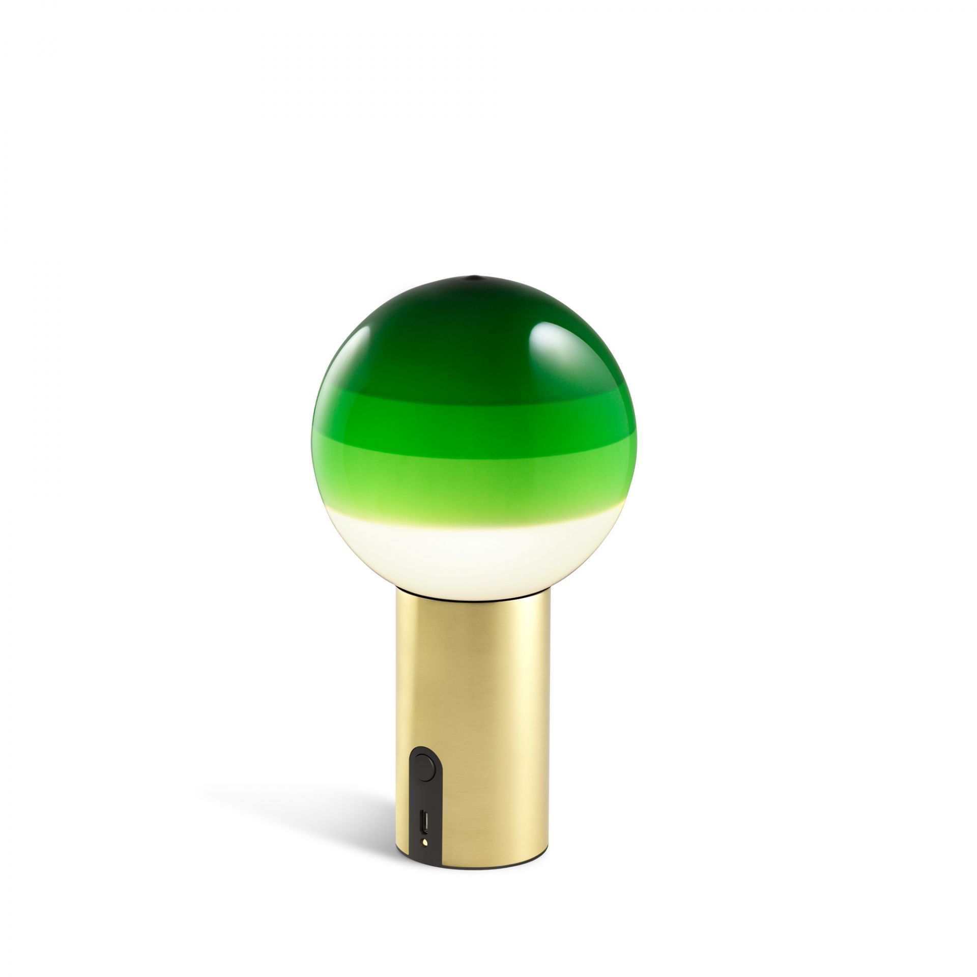 Marset Dipping Light Portable in Grün und Messing: Moderne Akkuleuchte für stimmungsvolle Beleuchtung.
