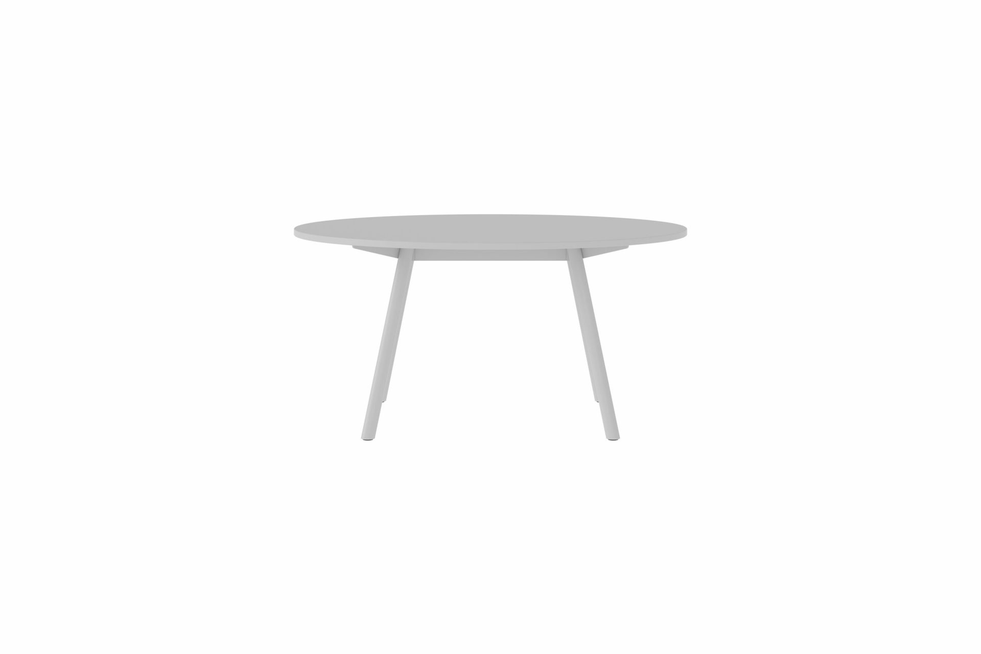 Heller, runder New Tendency Masa Tisch mit minimalistischem Design und drei Beinen.