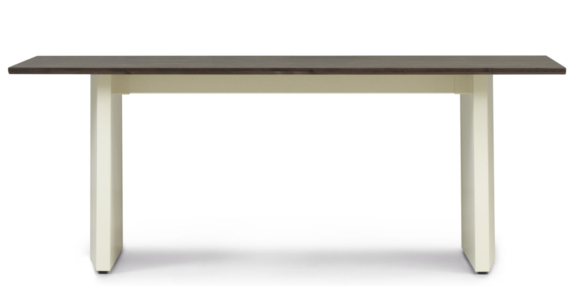 Normann Copenhagen Panel Tisch, Esstisch mit dunkler Tischplatte und hellen Tischbeinen, modernes Möbeldesign.