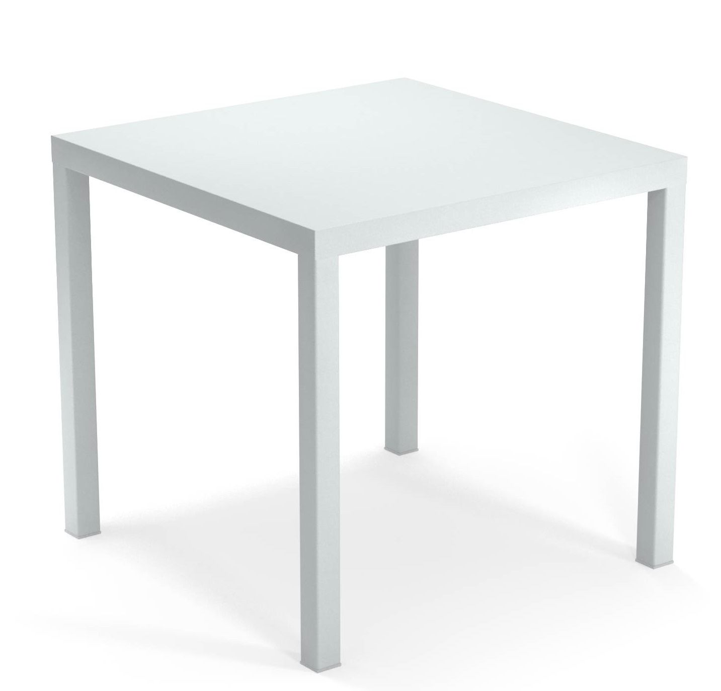 Weißer Nova Tisch quadratisch von Emu für den Außenbereich, moderne Gartentisch mit minimalistischem Design.