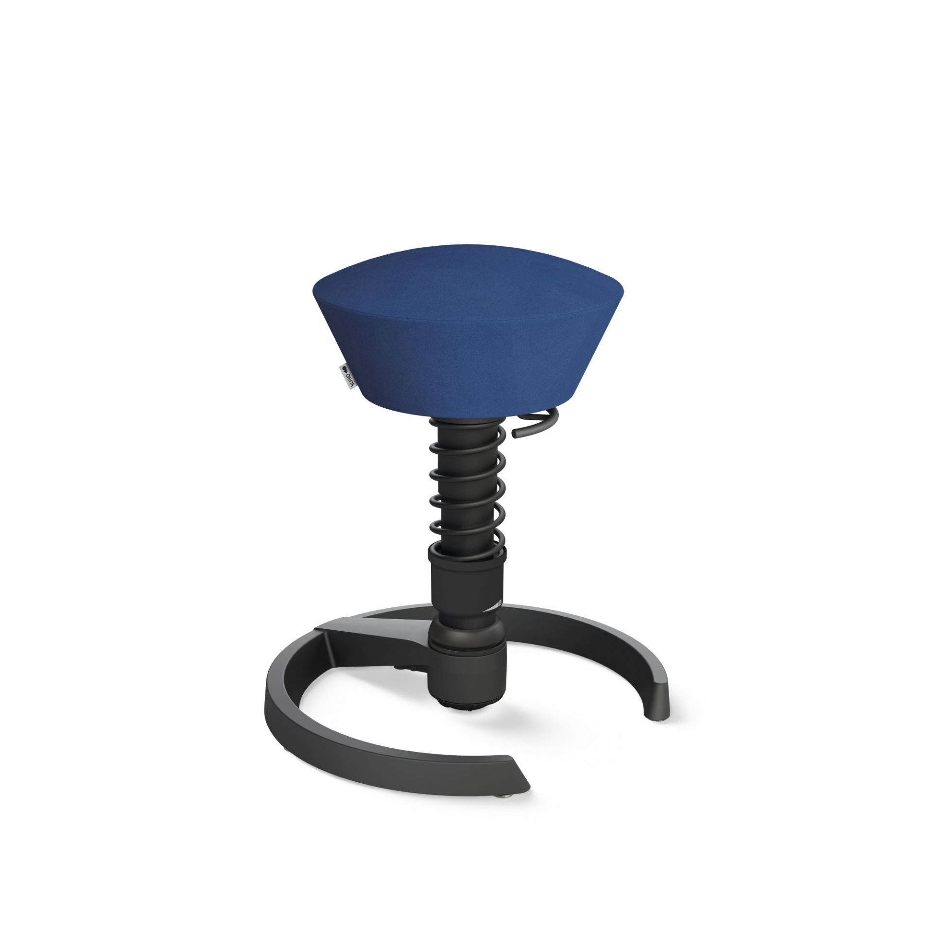Blauer Aeris Swopper Bürostuhl mit Federbein und schwarzem Fußkreuz, ergonomischer Hocker für dynamisches Sitzen.