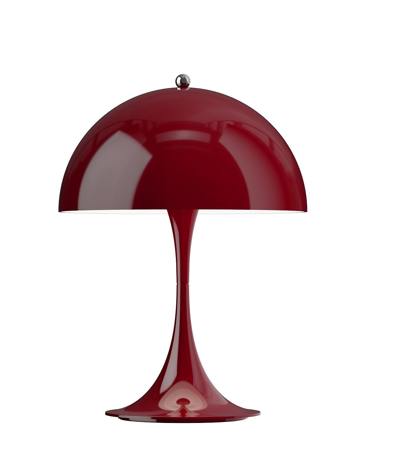 Panthella Portable V3 Tischleuchte von Louis Poulsen in Rot, moderne Pilzform für stimmungsvolle Beleuchtung.