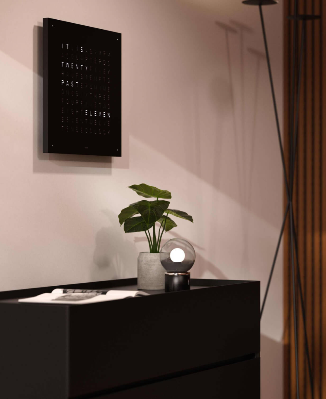 Earth 45 Steel Series Wandklok / Tijdsobject Duits QLOCKTWO
