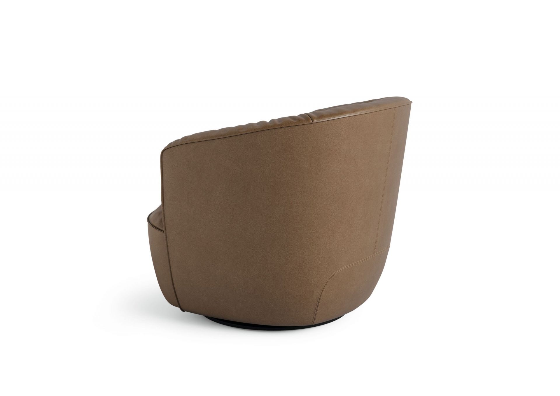 Nahaufnahme des Ishino Sessel von Walter Knoll, braunes Leder, Drehsessel für Wohnzimmer und Büro.