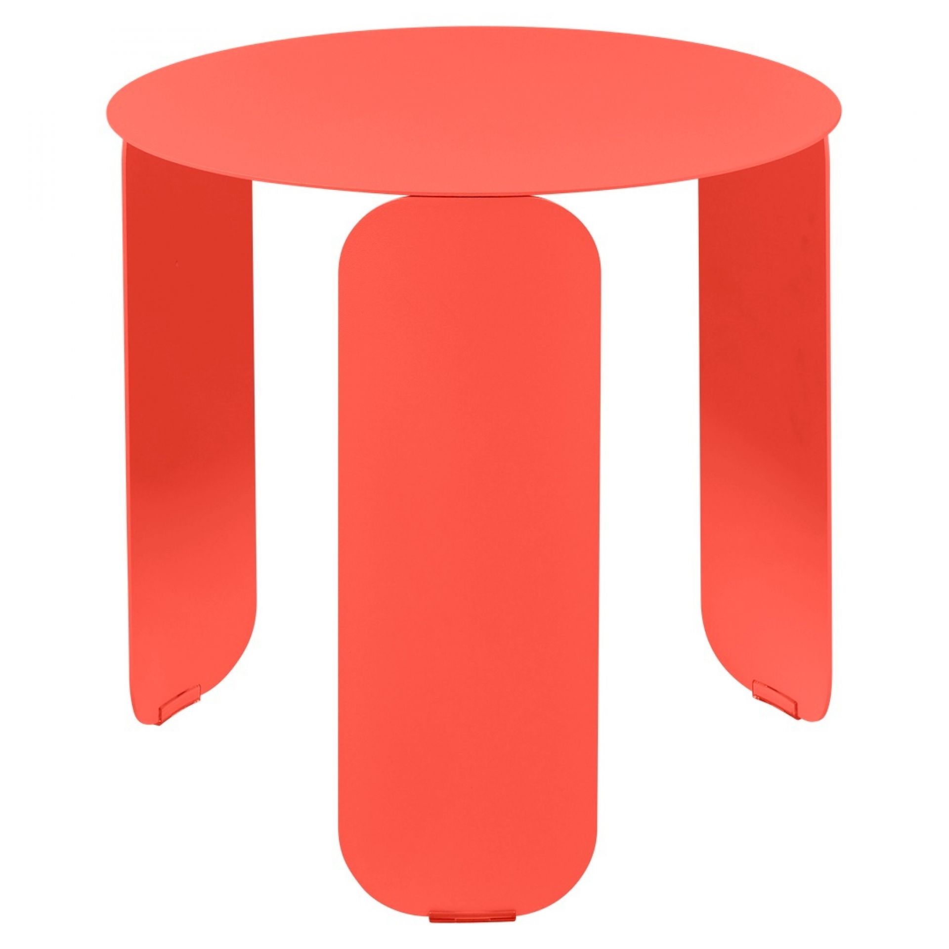 Roter Bebop Beistelltisch von Fermob für den Außenbereich, moderner Gartentisch aus Metall.