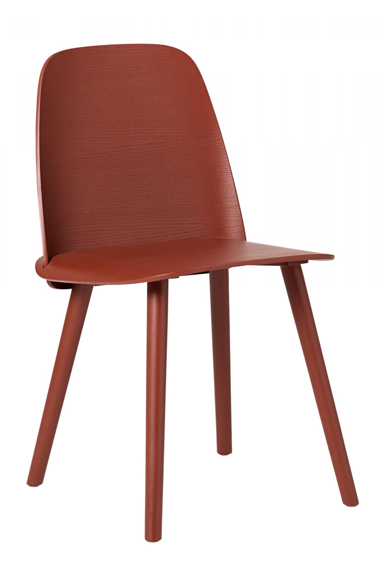 Brauner Nerd Chair Stuhl von Muuto, ein moderner Holzstuhl für Esszimmer und Büro.