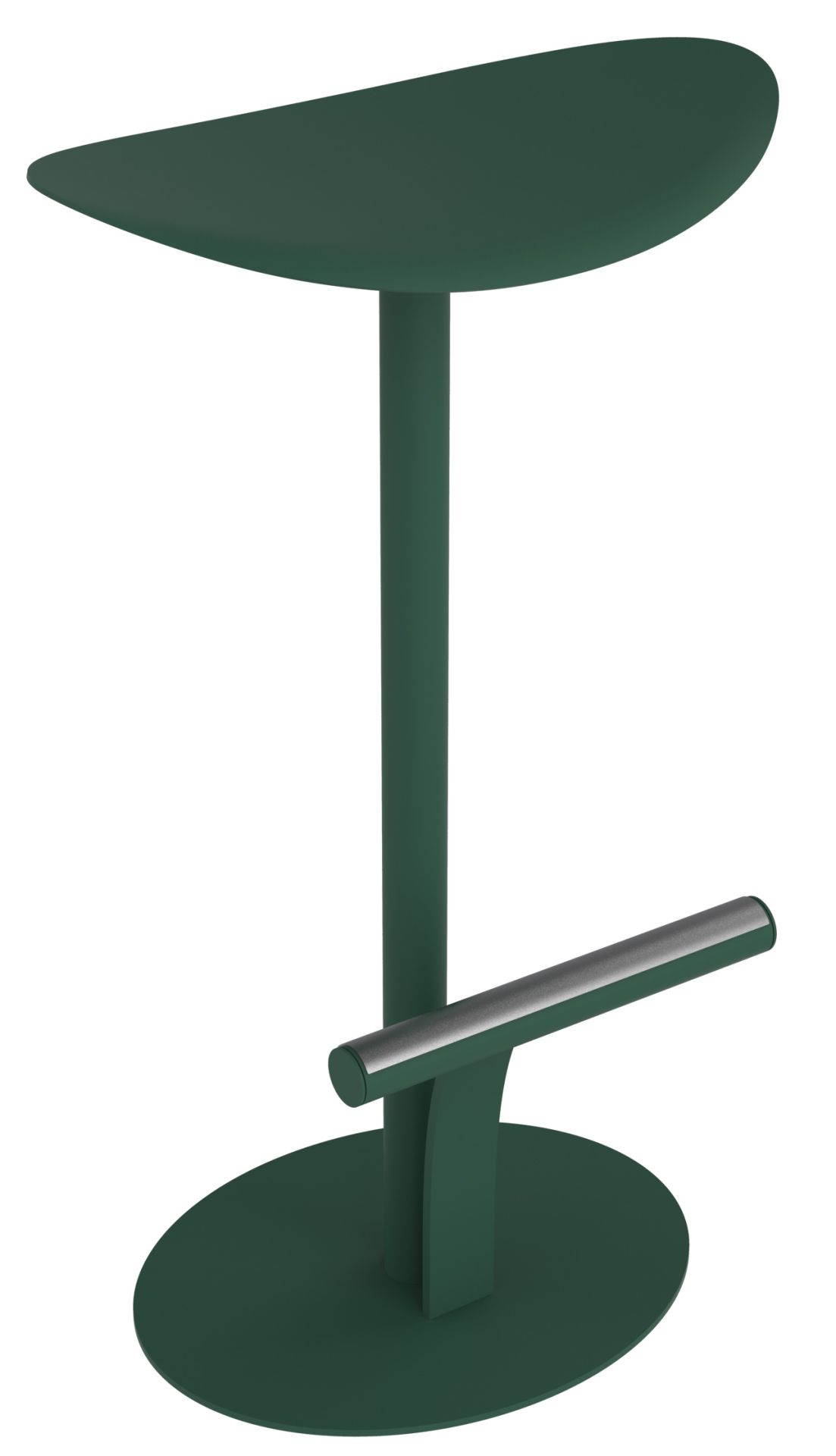 Bolder Hocker von Fermob in Grün, ein moderner Barhocker für den Außenbereich mit Fußstütze.