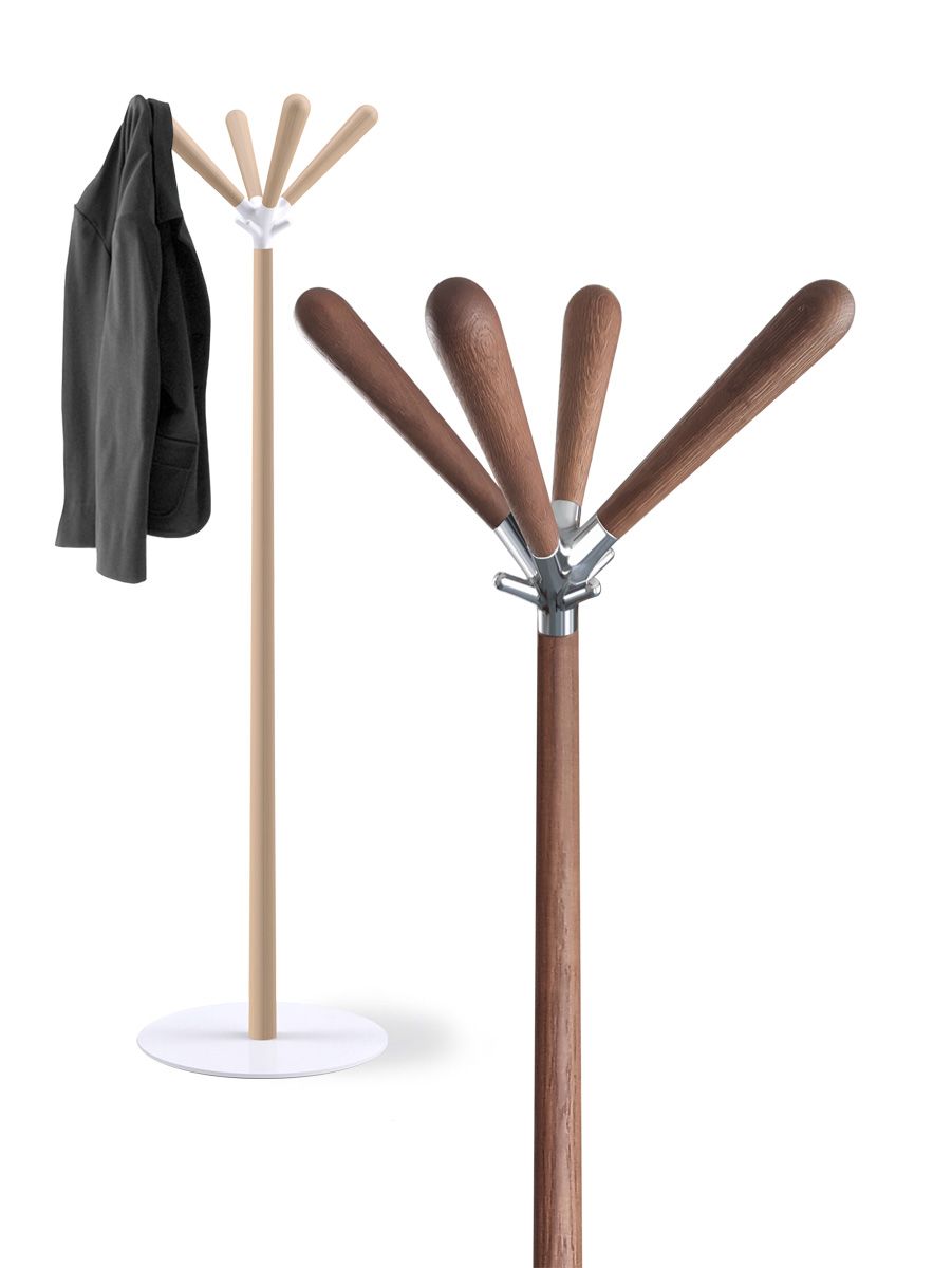Sioux Kleiderständer Rexite aus Holz und Metall, moderner Garderobenständer mit Jacke, für Flur und Büro.