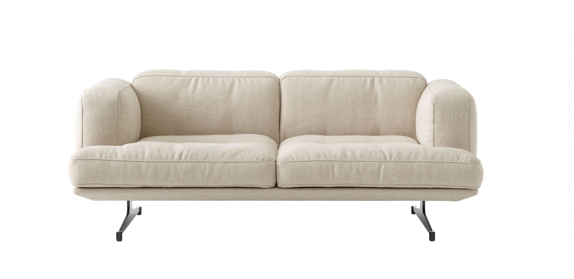 AndTradition Inland Sofa AV22/AV23 in Beige mit schwarzen Metallbeinen, modernes skandinavisches Design.