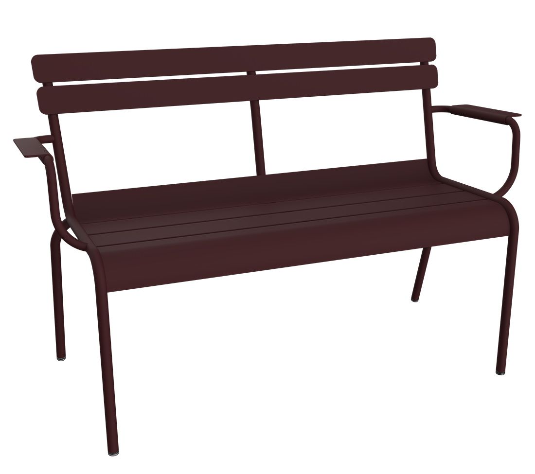 Luxembourg 2-Sitzer Gartenbank von Fermob, moderne Outdoor Bank aus Metall in Pflaume.