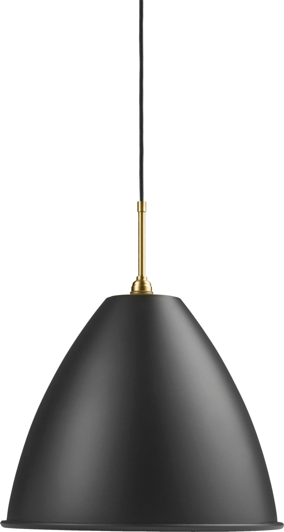 Bestlite BL9 Pendelleuchte in Schwarz und Messing von Gubi, moderne Hängelampe für Wohnräume.