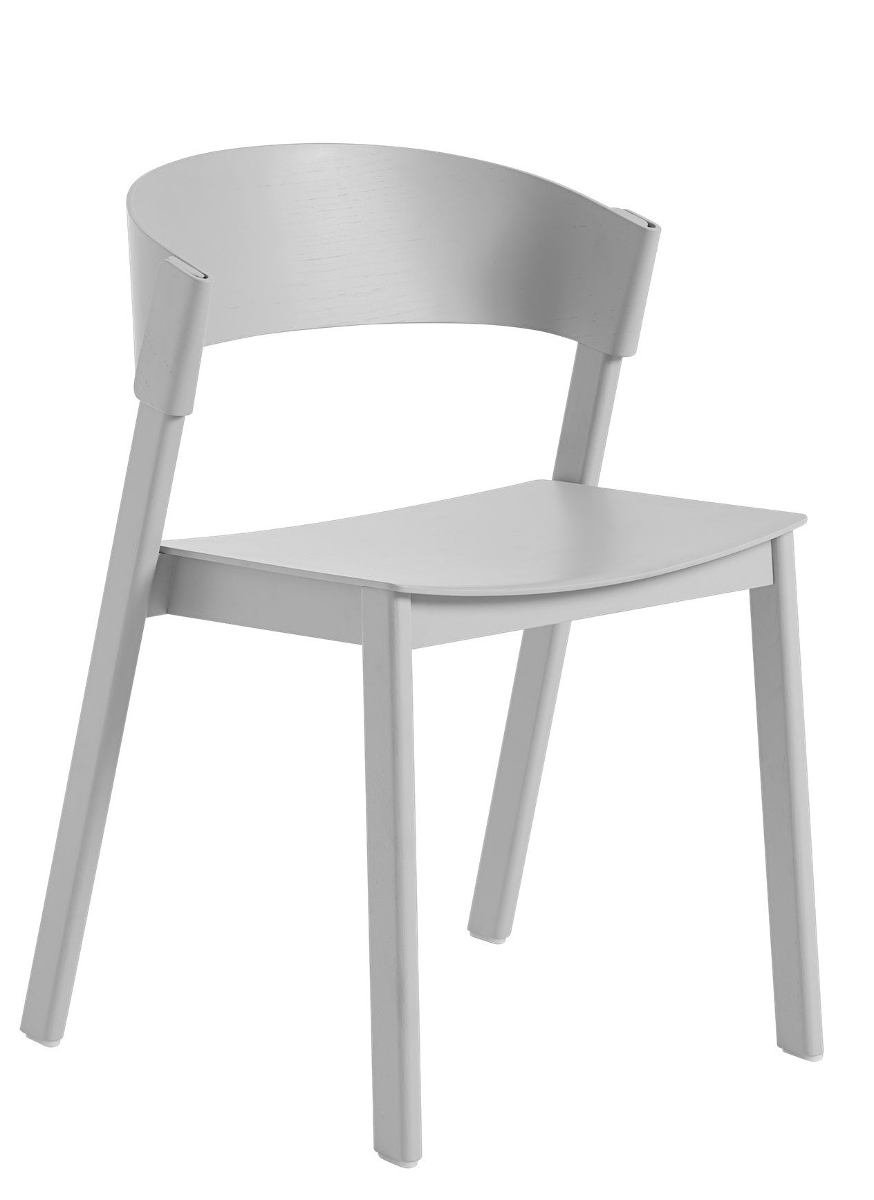Muuto Cover Side Chair Stuhl, hellgrau lackiertes Holz, minimalistisches Design für Esszimmer und Wohnbereich.