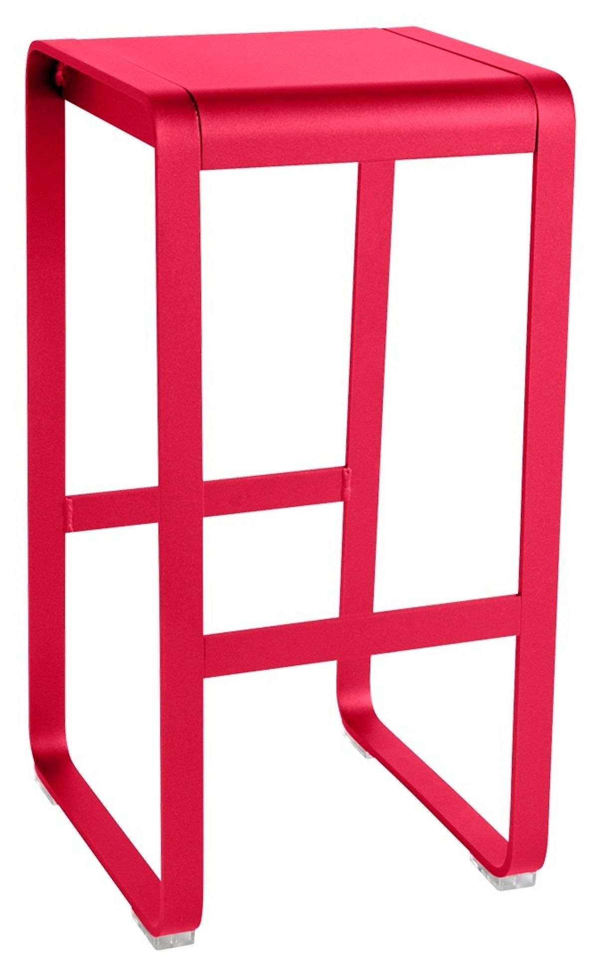 Roter Bellevie Barhocker von Fermob für den Außenbereich, modernes Design, Aluminium, Gartenmöbel.