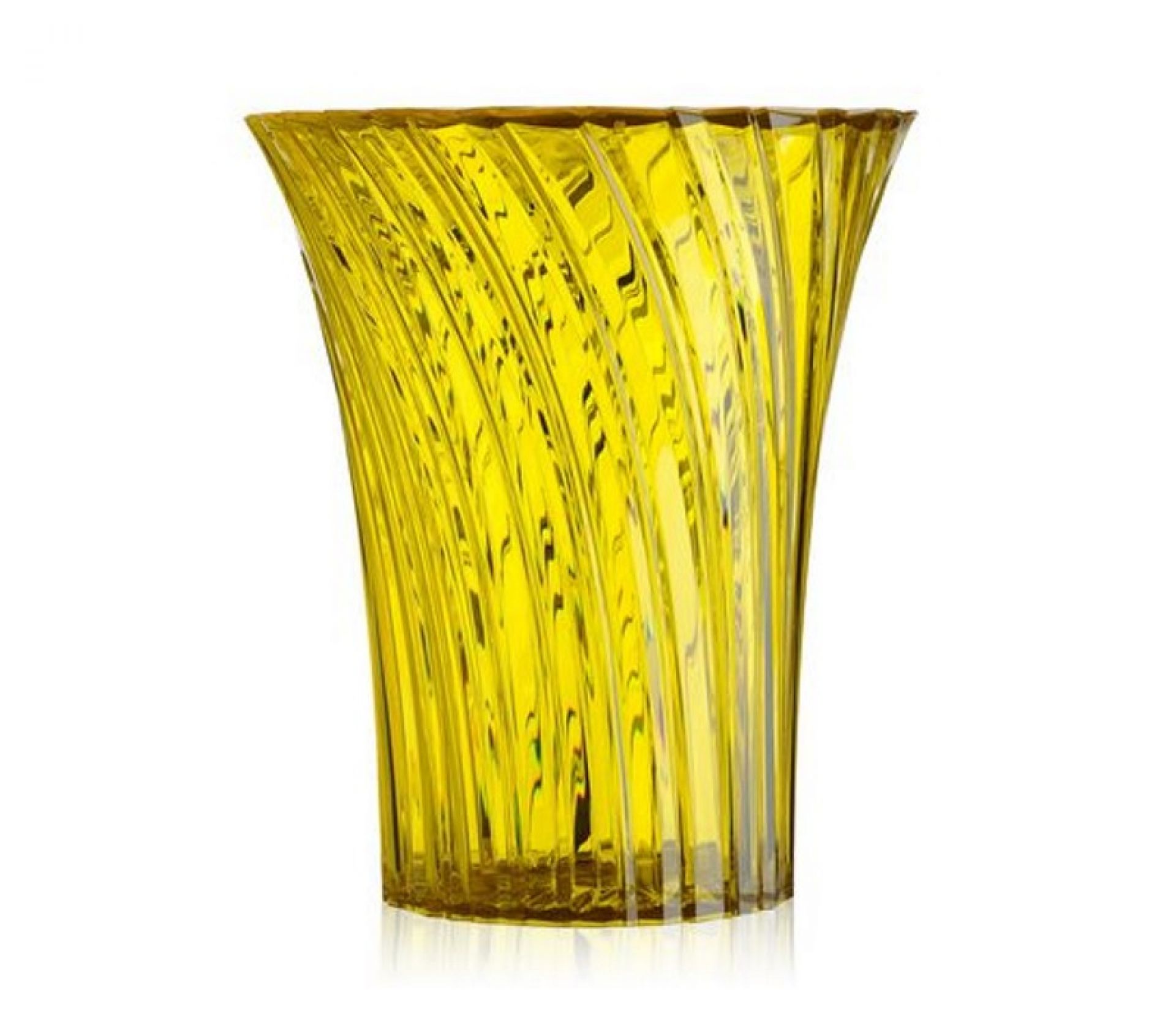 Gelber Kartell Sparkle Hocker/Beistelltisch aus transparentem Kunststoff mit gerippter Oberfläche für Wohnzimmer und Garten.